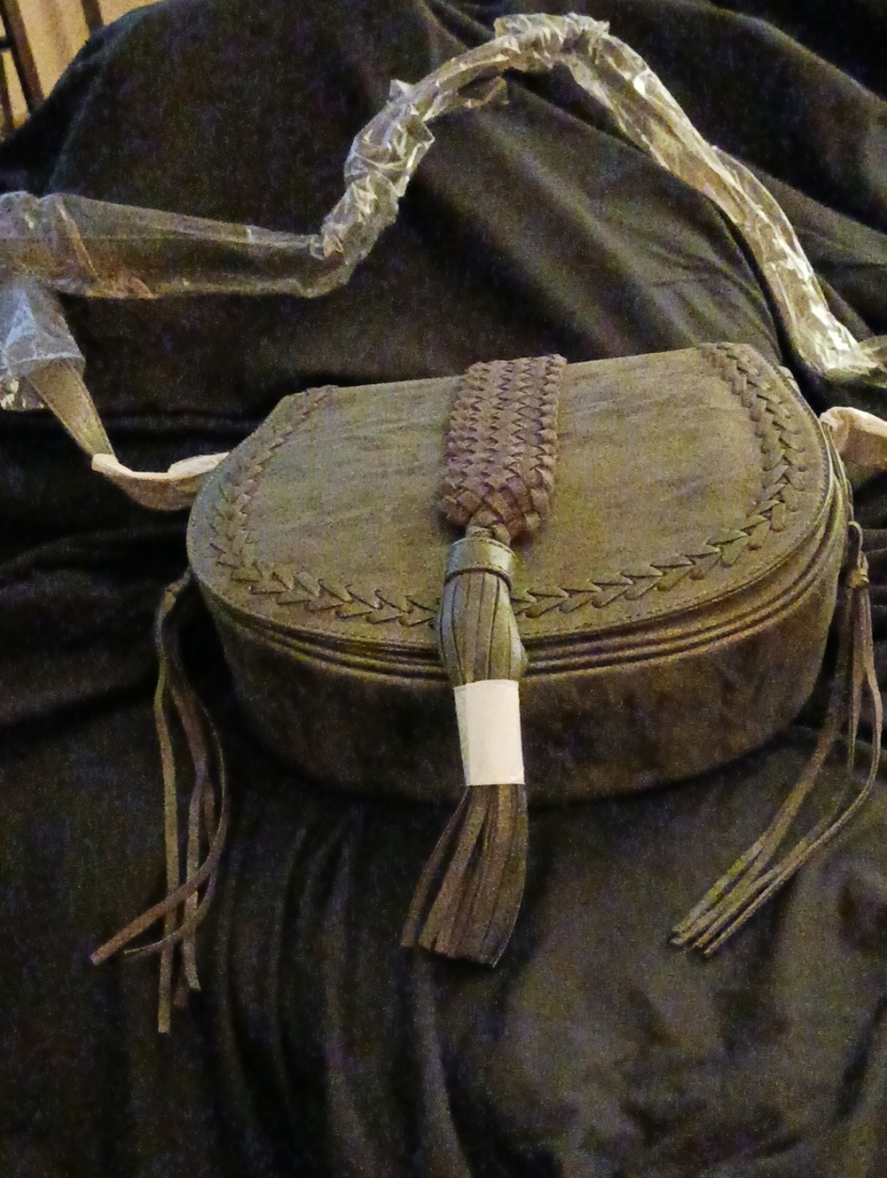 Steve Madden Olive Green Suede Crossbody with Braided Tassel